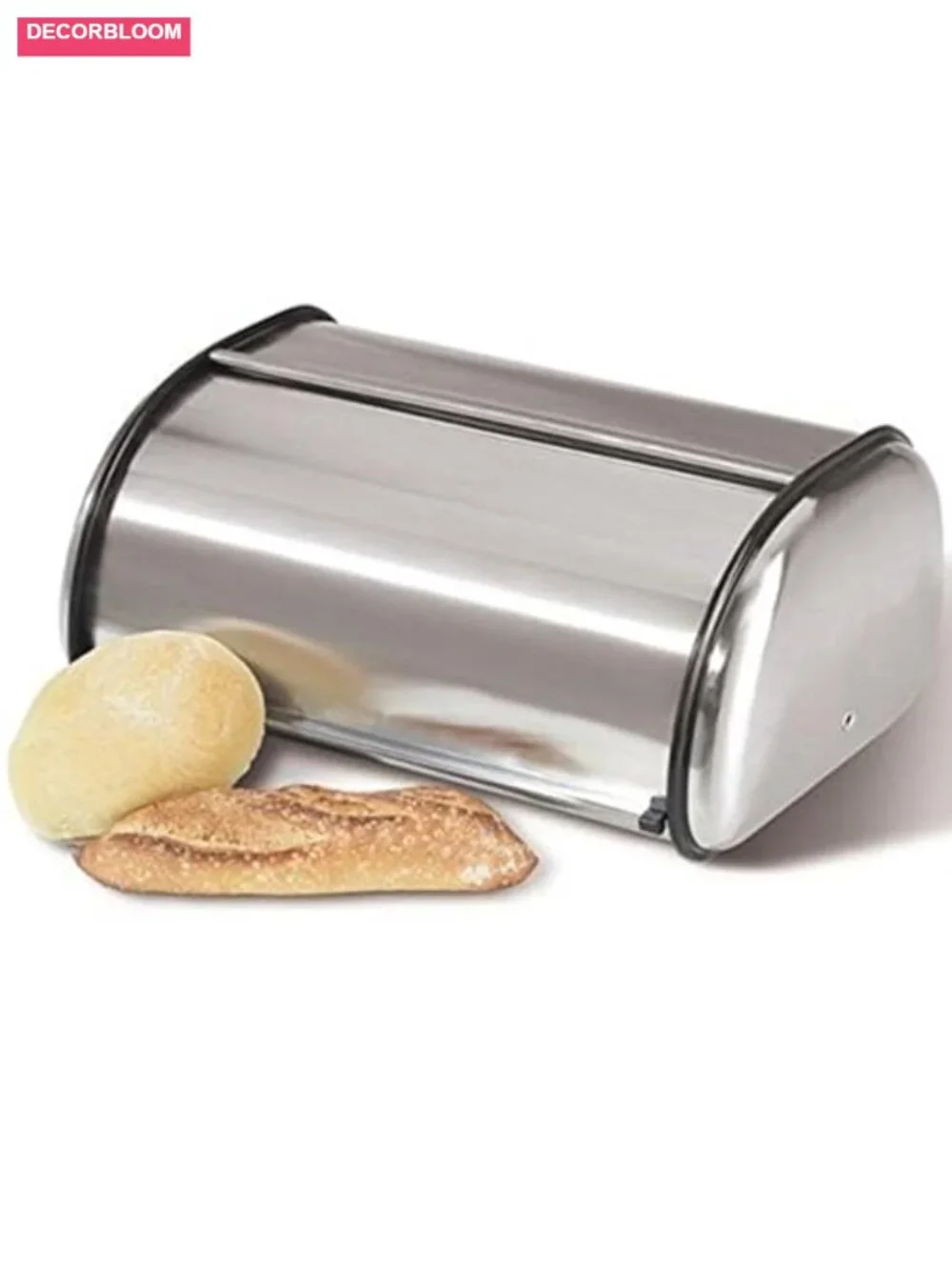 Stainless Steel Bread Box for Kitchen Countertop, Large Roll Top Lid Storage